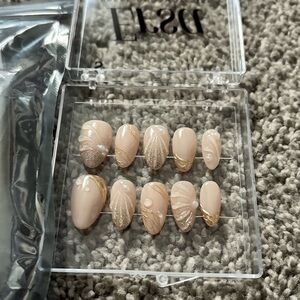 3/$45 Elegant Nude Press-On Nails with Glitter